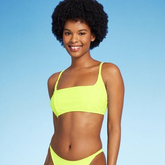 Wild Fable Yellow Square Neck Bralette Bikini Top - Size XS (0-2) NWT - Picture 1 of 8